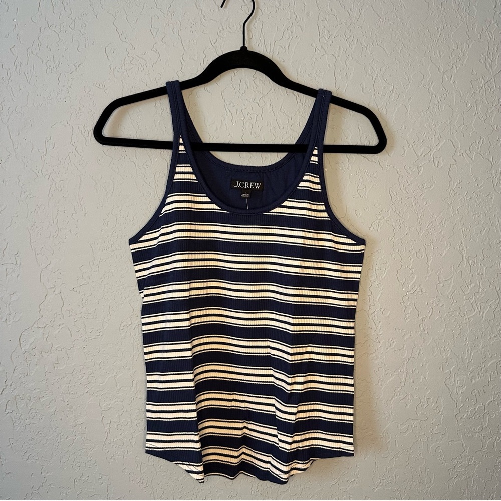 J. Crew Striped Navy and White Tank Top